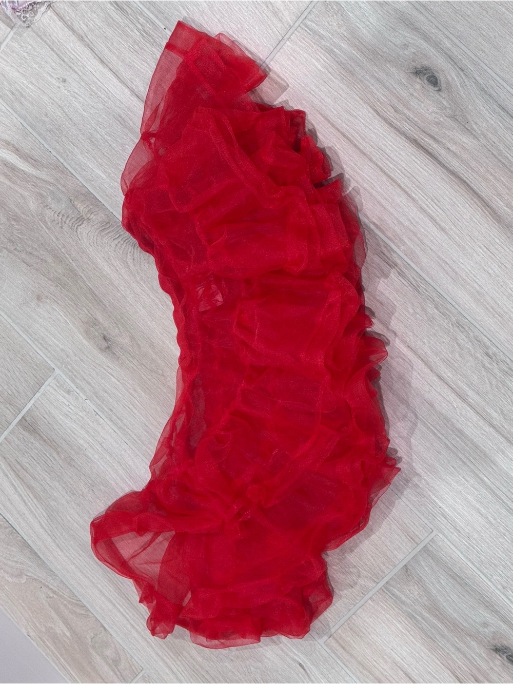 Playboy Red Velvet Little Red Riding Hood Costume Dress with White Lace Trim - Picture 7 of 13